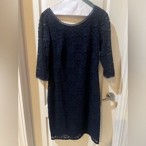 Elegant Navy Lace Dress